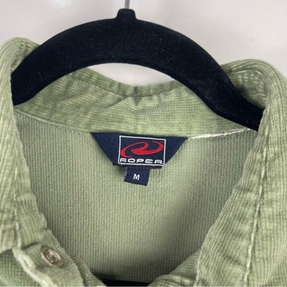Roper Green Corduroy Embroidered Button Up Long Sleeve Western Shirt Size Medium - Picture 3 of 10